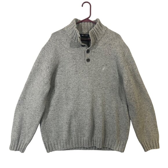 Nautica Men's Sweater  Size XXL Wool Blend Button Neck GUC - Picture 1 of 12